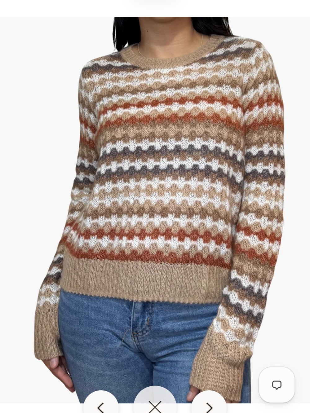 Autumn Cashmere Multicolor Fancy Knit Crew Sweater